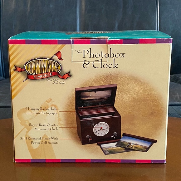 Vintage Wooden Photo Keepsake Box with Clock, Golf Themed (unused/unopened) - Picture 1 of 13